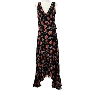 Miami Medium Wrap Watercolor Floral Dress Ruffle Flowy Formal Boho